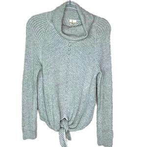 Moth Cowl Neck Diagonal Knit Tie Front Sweater